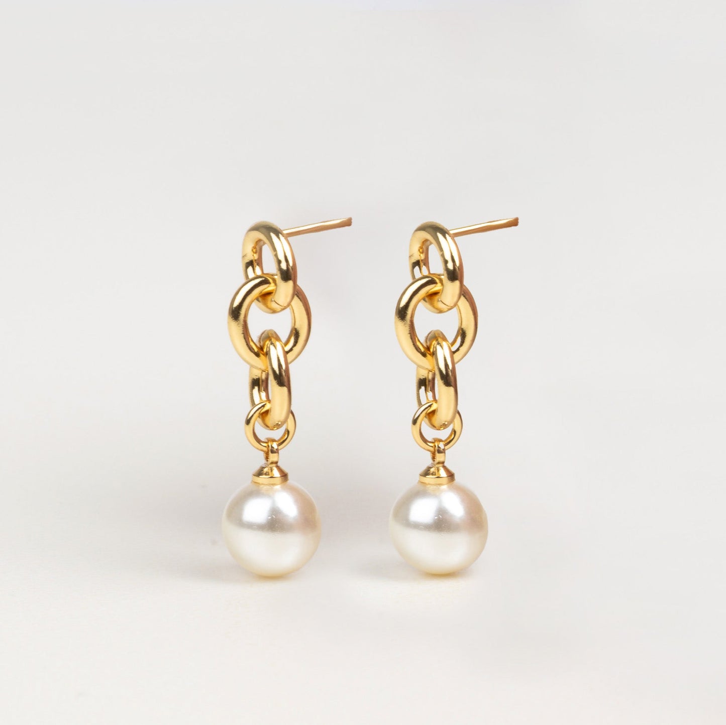 Aretes, Perlas, cadena, eslabones, joyería, aretes colgantes, aretes de perla
