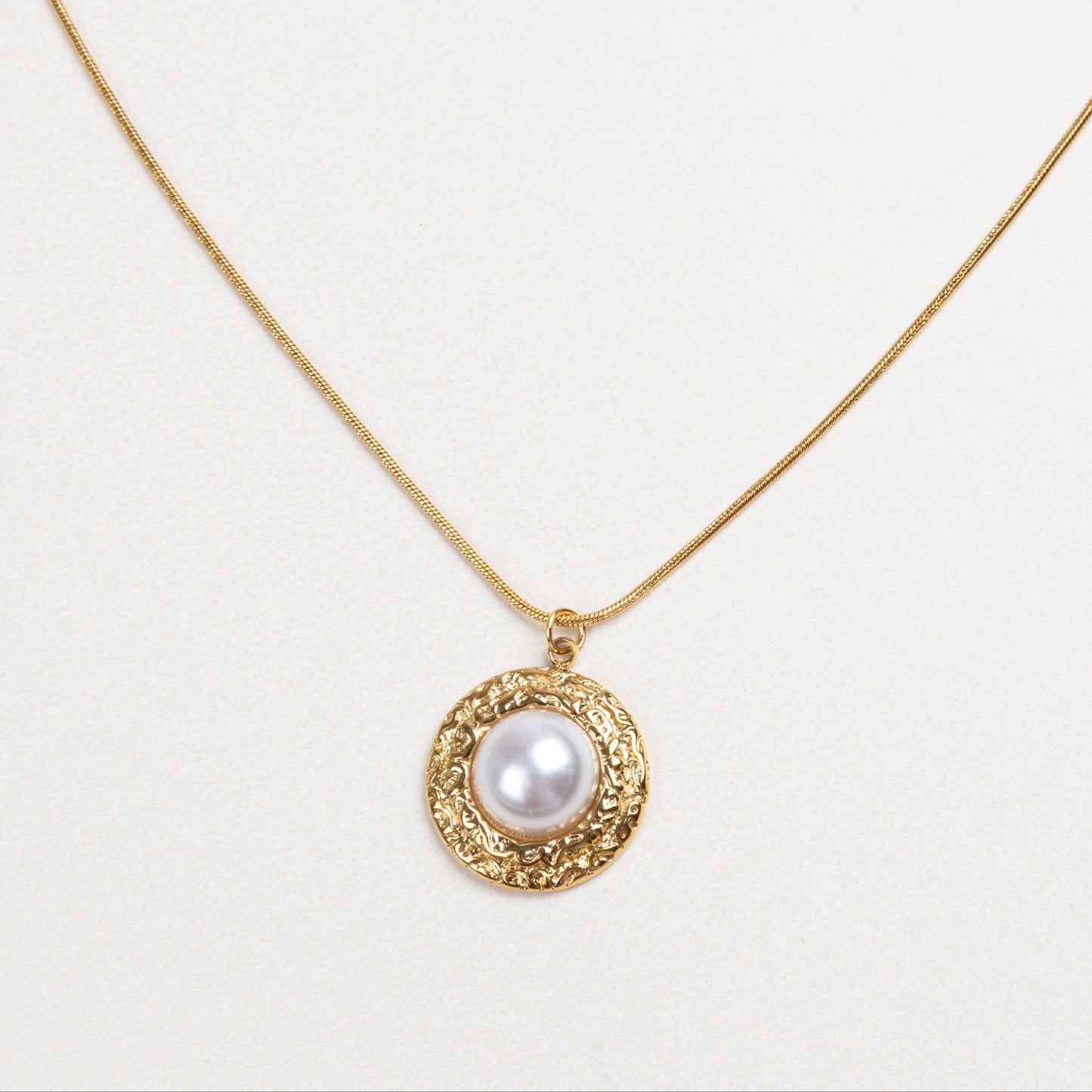 golden necklace with charm, golden necklace with pearl