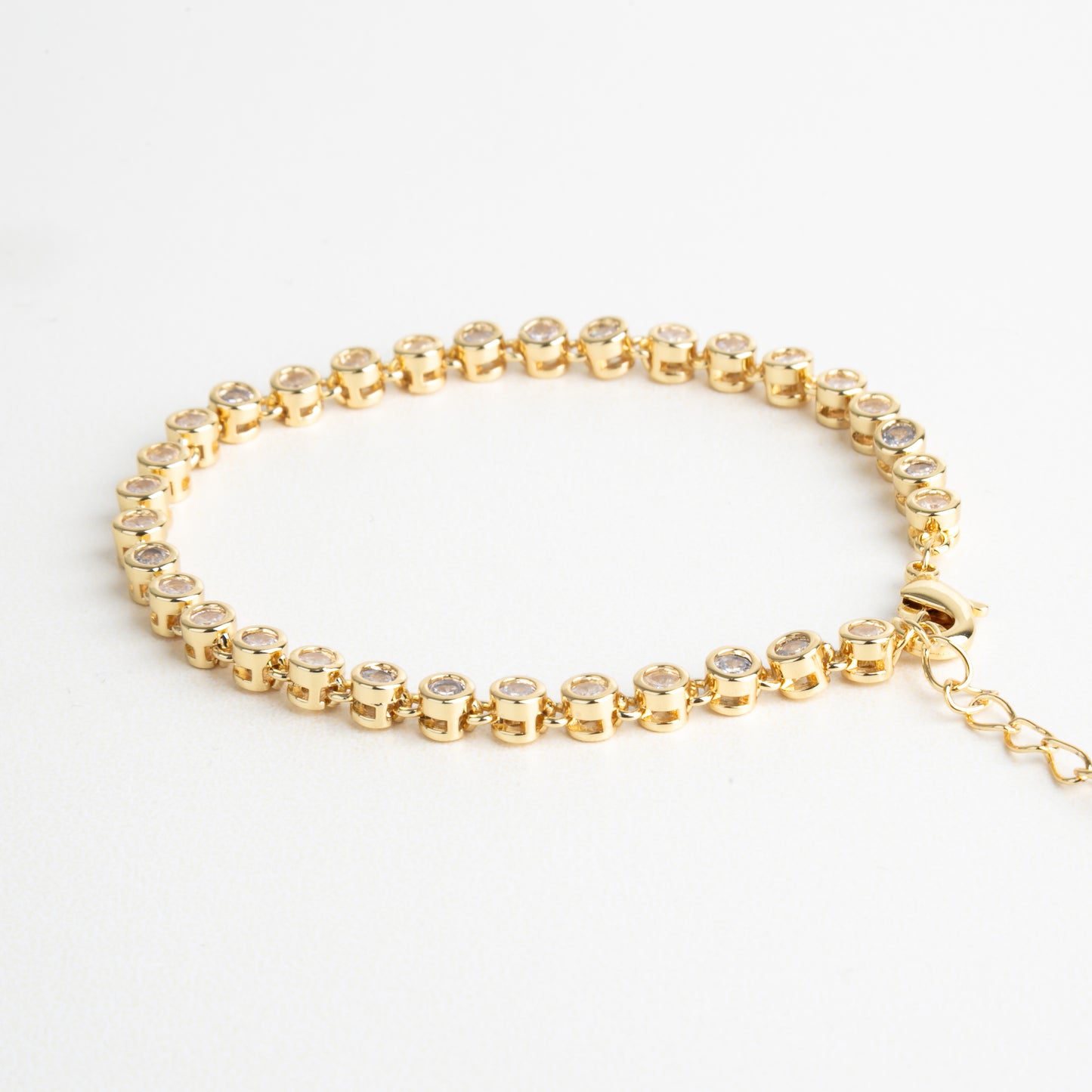 Pulsera elegante, Pulsera con zirconias, Pulsera Rodas Golden, Pulsera dorada 18K