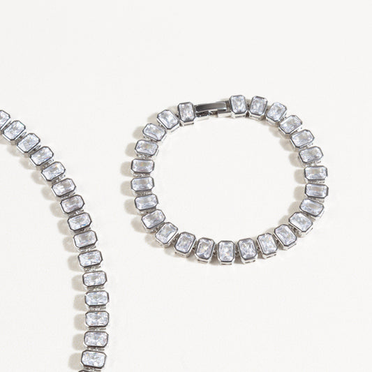 Pulsera statement con zirconias, Pulsera brillante de lujo, Pulsera elegante con piedras, Pulsera de zirconias a juego