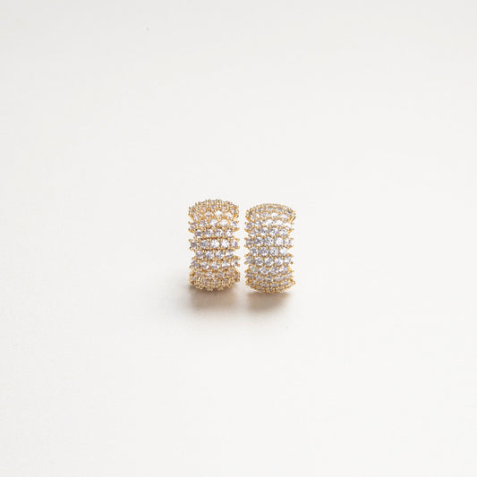 Aretes arracadas doradas con zirconas, aretes de noche con zirconias, aretes llamativos, golden hoops earrings 